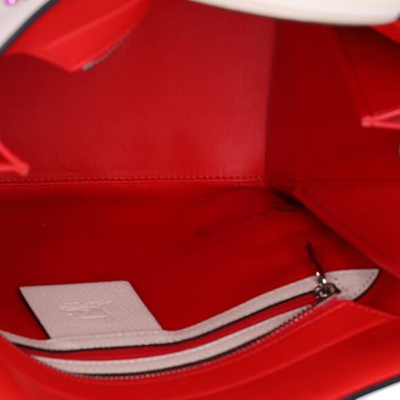 Christian Louboutin Loubinthesky Medium Paloma Satchel Canvas Spikes Ivory - Picture 9 of 9